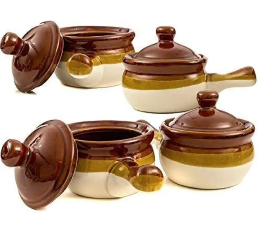 Gibson French Onion Soup Crock Bowls with Handles,
